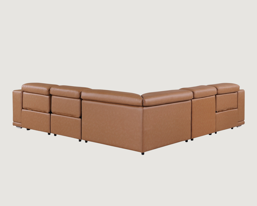 DivanItalia Cognac 5-Piece Power Reclining Sectional