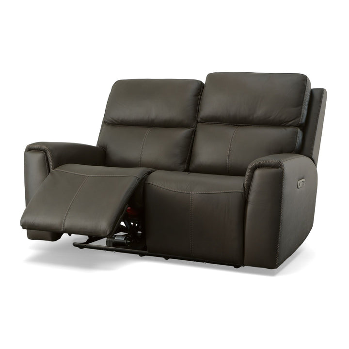 Jarvis Leather Power Reclining Loveseat with Power Headrests in Mica