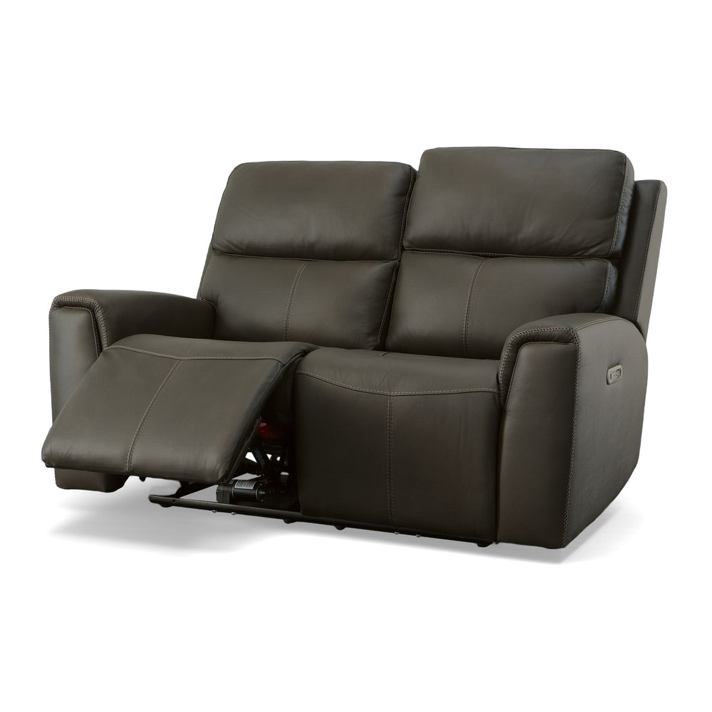 Jarvis Leather Power Reclining Loveseat with Power Headrests in Mica