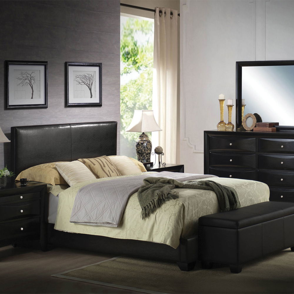 Ireland III - Full Bed - Black Synthetic Leather