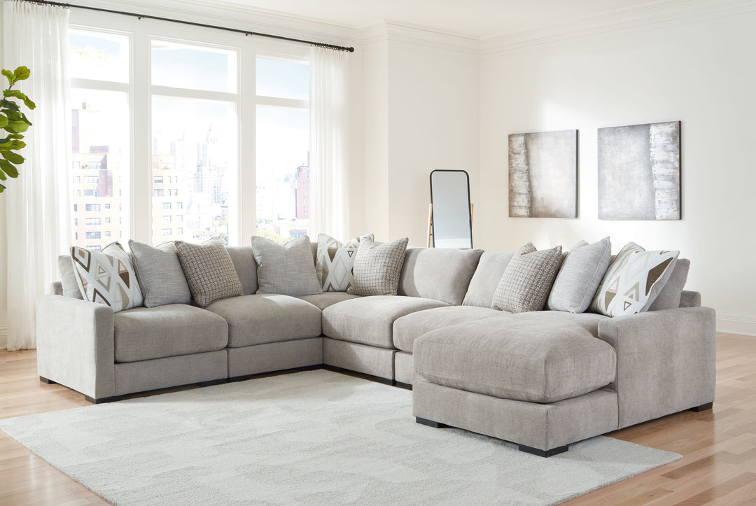 Aslan Court - 6-Piece Sectional With RAF Corner Chaise - Pebble by Ashley Furniture product image
