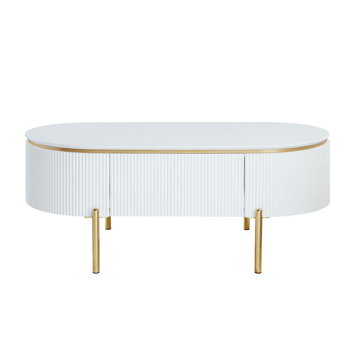 Daveigh - Coffee Table - White High Gloss & Gold