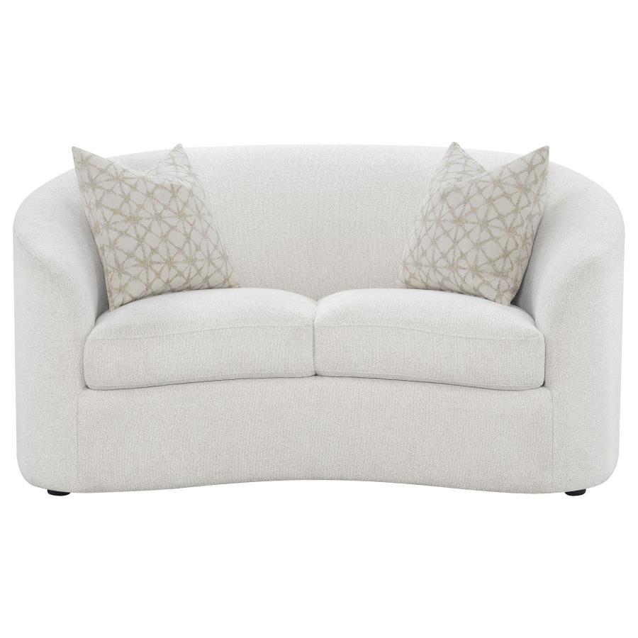 Rainn - 2 Piece Boucle Upholstered Sloped Arm Sofa Set - Latte