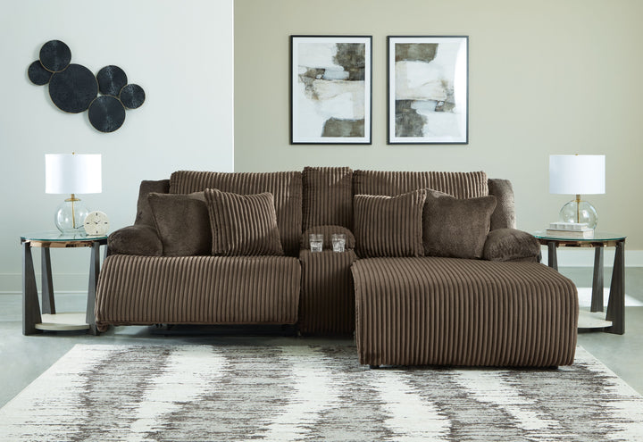 Top Tier - 3-Piece Reclining Sectional Sofa With Raf Press Back Chaise - Chocolate by Ashley Furniture product image