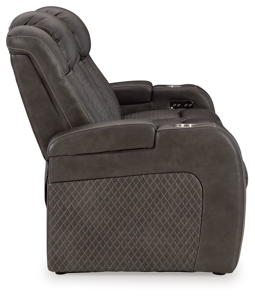 Fyne-Dyme - Power Reclining Sofa With Adj Headrest - Shadow