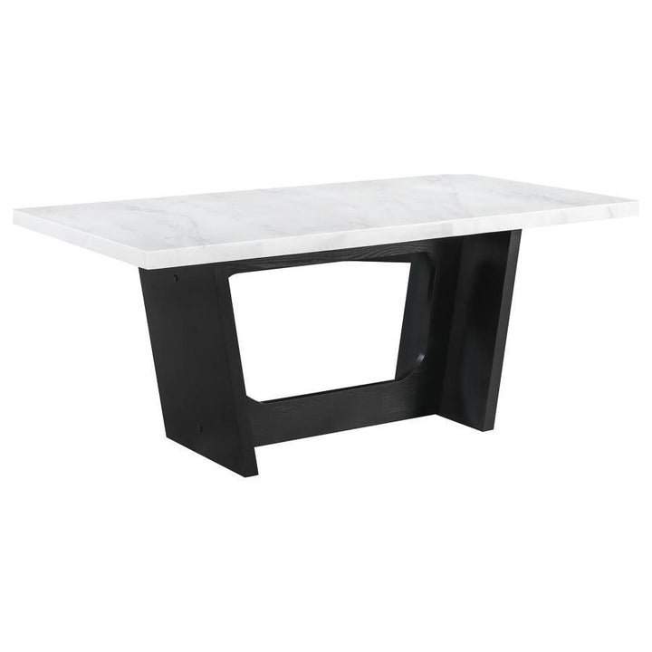 Sherry - 5 Piece Rectangular Marble Top Dining Table Set - Gray