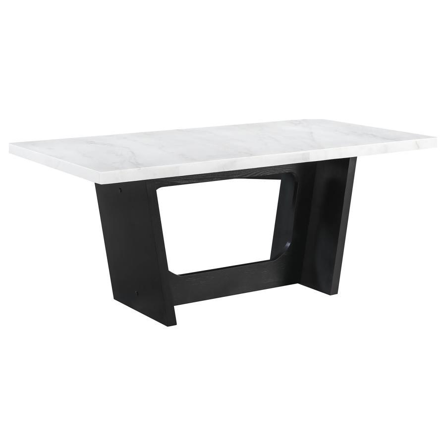 Sherry - 5 Piece Rectangular Marble Top Dining Table Set - Gray