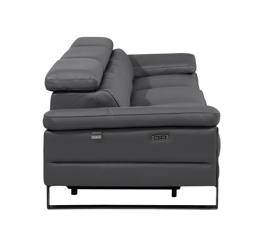 DivanItalia 1246 Modular Power Dual Reclining Sofa with Power Reclining Headrests – Top Grain Italian Leather - Dark Gray