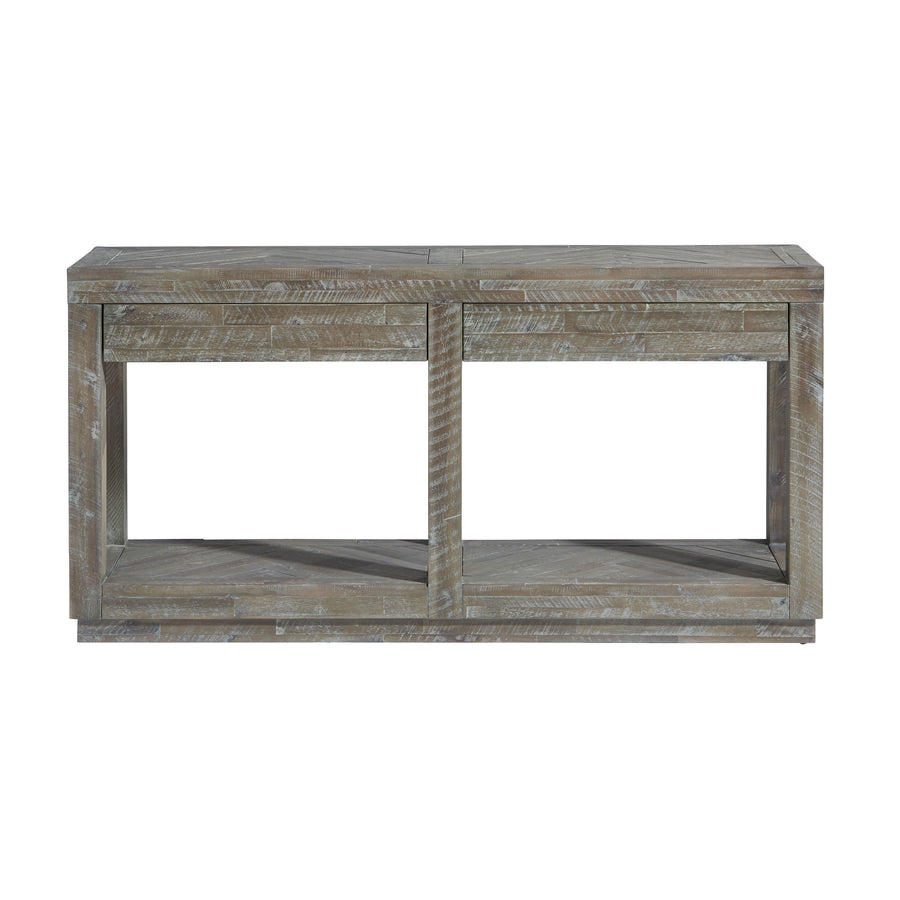 Modus Furniture 5Qs323 Herringbone Solid Wood Two Drawer Console In Rustic Latte