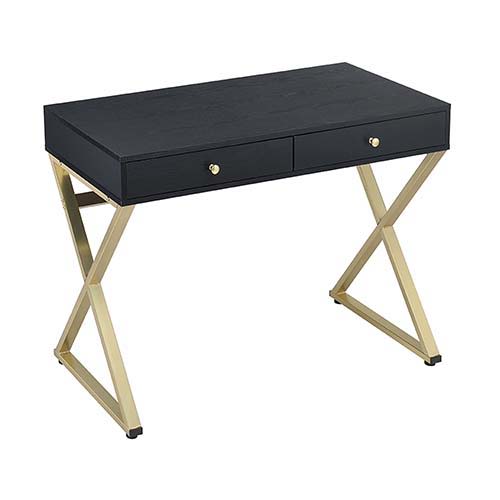 Coleen - Vanity Desk Same 92310) - Black & Brass
