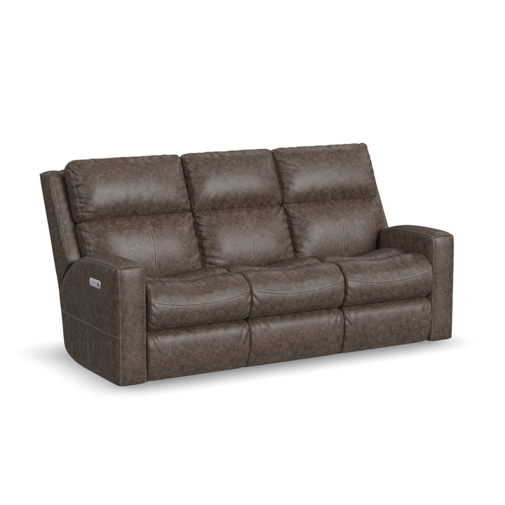 Flexsteel B3805-62L Score  Power Reclining Sofa With Power Headrests & Lumbar  Brown