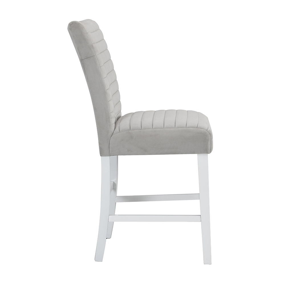 Elizaveta - Counter Height Chair Set of 2) - Gray Velvet &White High Gloss
