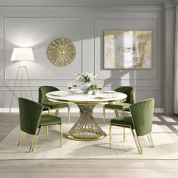 Fallon - Side Chair Set of 2) - Green Velvet & Mirrored Gold