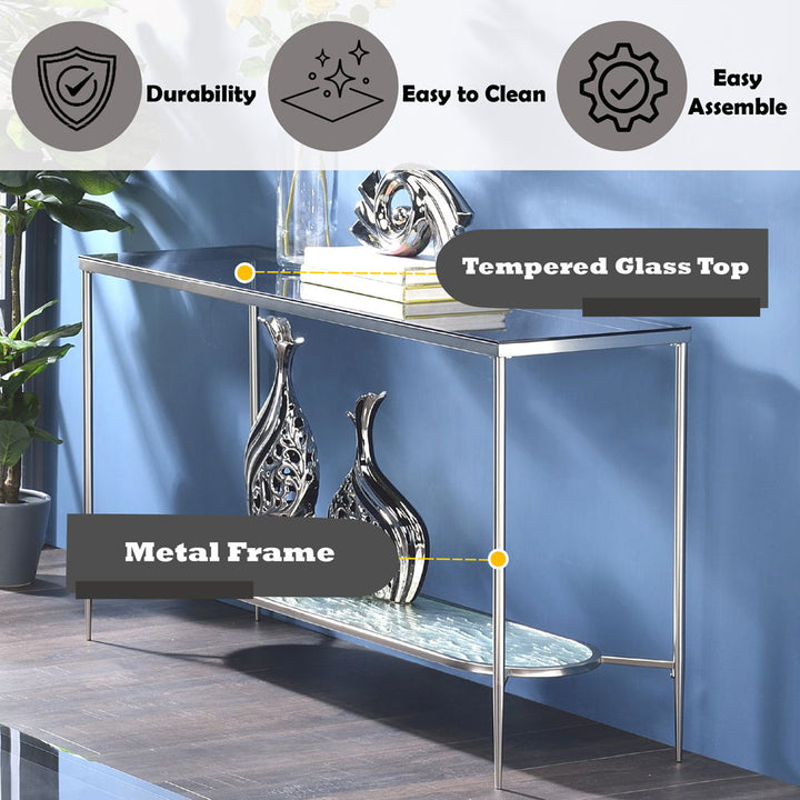 Adelrik - Sofa Table - Glass & Chrome