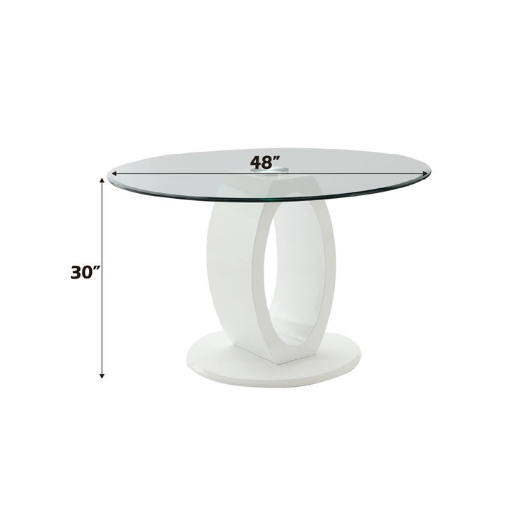 Larry - Glass Top Round Dining Table - White High Gloss