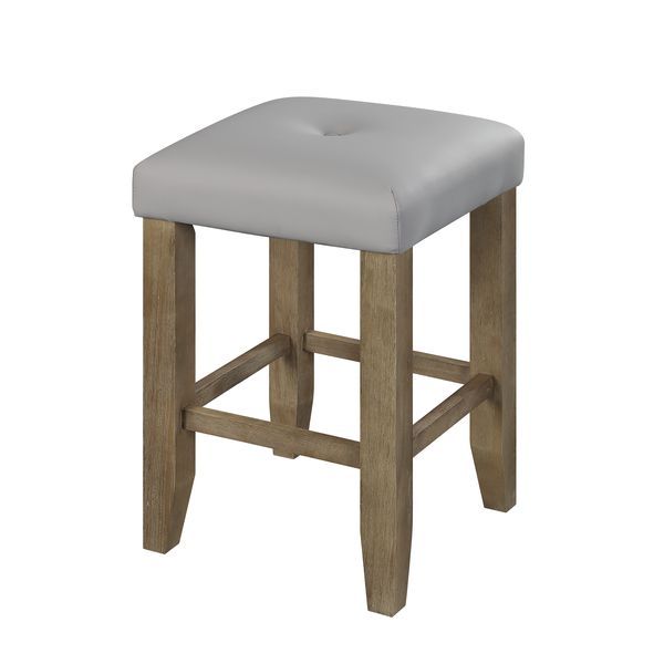 Charnell - Counter Height Stool Set of 2) - Gray Synthetic Leather & Oak
