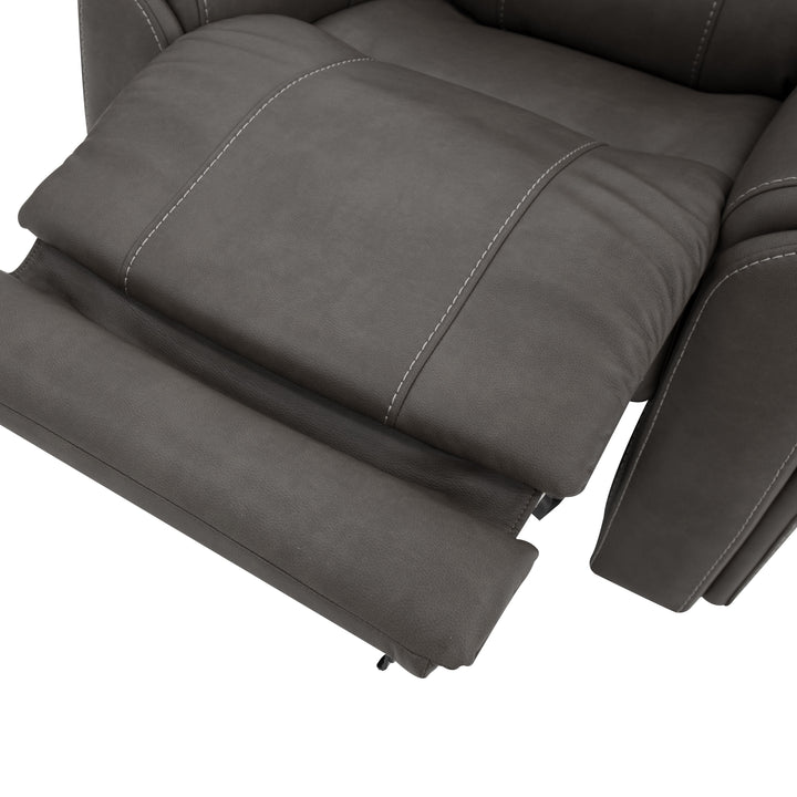 Carter Fabric Power Rocking Recliner with Power Headrest, Lumbar, Heat &amp; Massage in Smoke