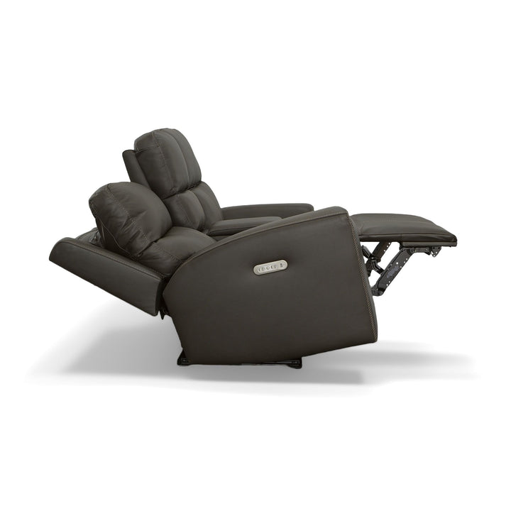 Jarvis Leather Power Reclining Loveseat with Console &amp; Power Headrests in Mica