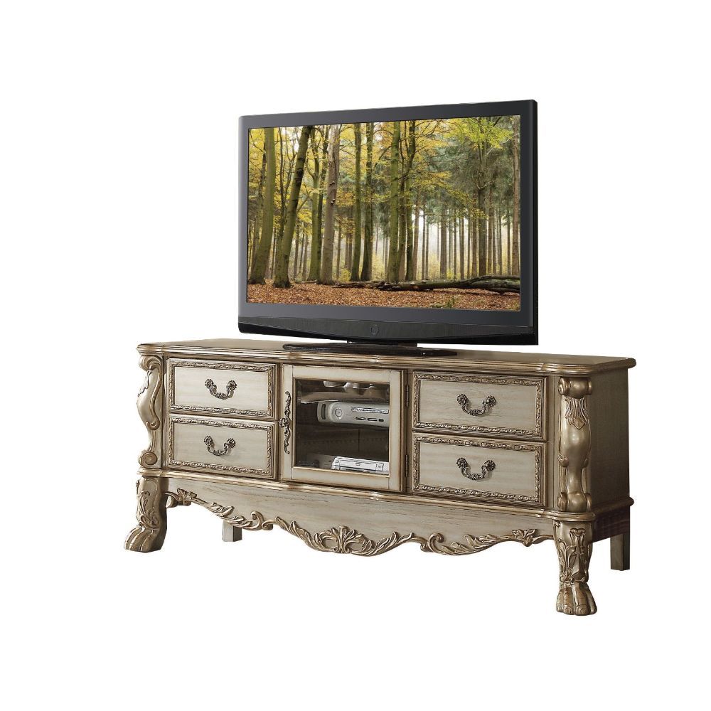 Dresden - TV Stand - Gold Patina & Bone
