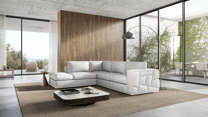 DivanItalia 998 Left Arm Facing Sectional in Top-Grain Italian Leather - White