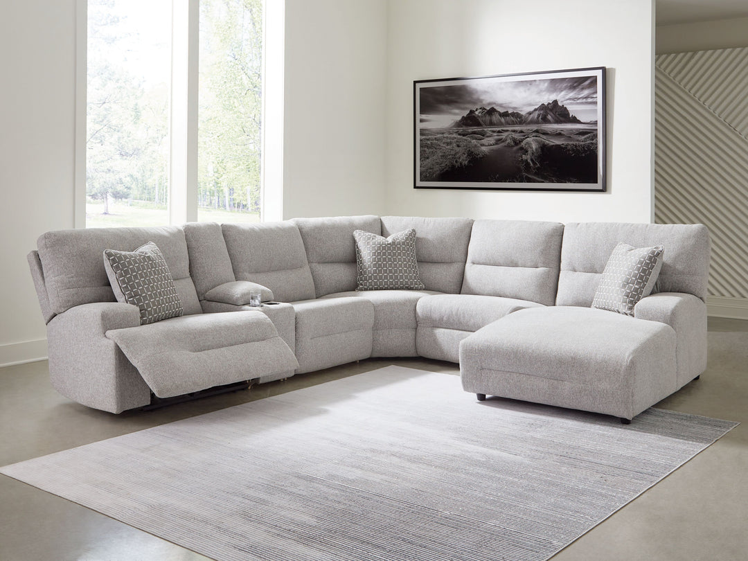 Acklen Place - 6-Piece Power Reclining Sectional With Raf Power Reclining Back Chaise - Pewter by Ashley Furniture product image