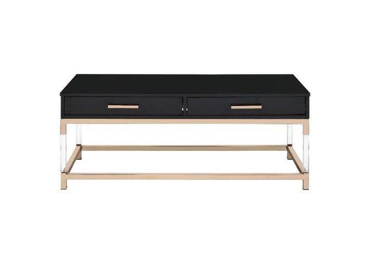 Adiel - Coffee Table - Black High Gloss & Gold
