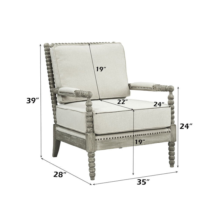 Saraid - Accent Chair - Beige Linen & Gray Oak