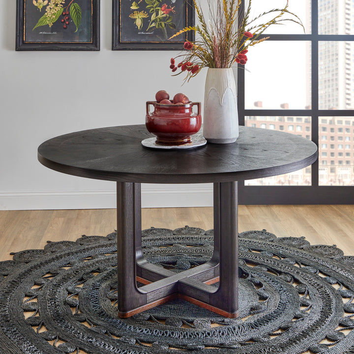 Waterfall  Round Dining Table  Deep Ebony