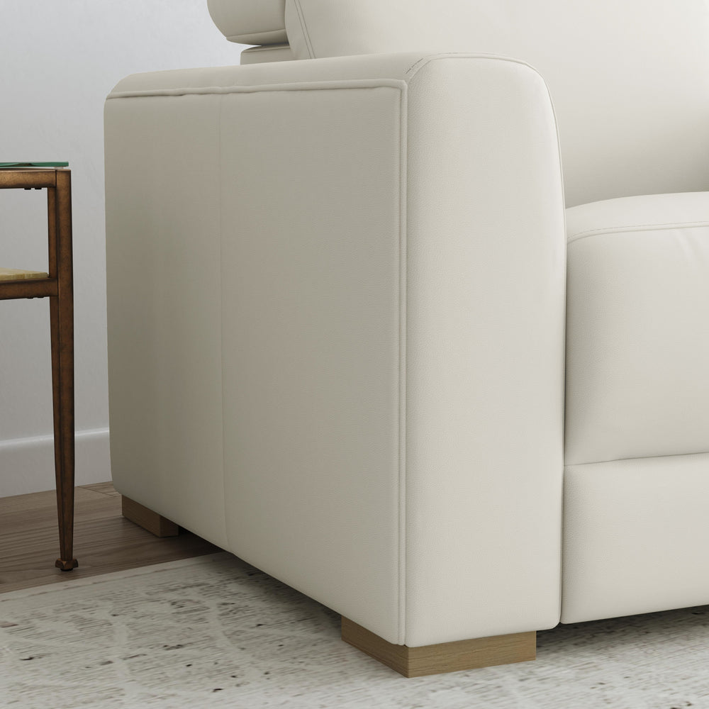 Aurora Leather Power Recliner with Power Headrest in Coconut Milk