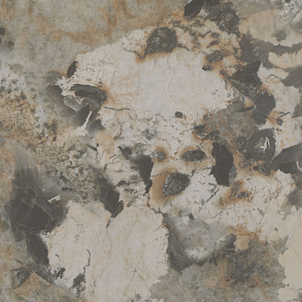 Malika - Ceramic Top Dining Table - Gray & Copper Cross Brushed