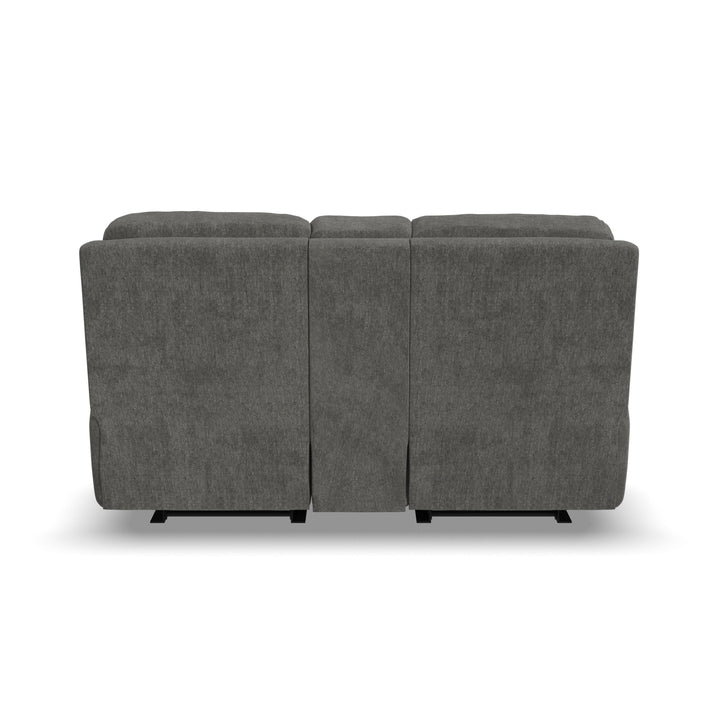 Penn Power Reclining Loveseat With Console &amp; Power Headrests &amp; Lumbar Dark Gray