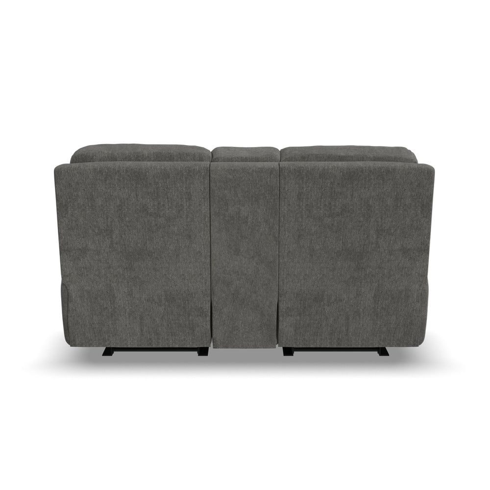 Penn Power Reclining Loveseat With Console & Power Headrests & Lumbar Dark Gray