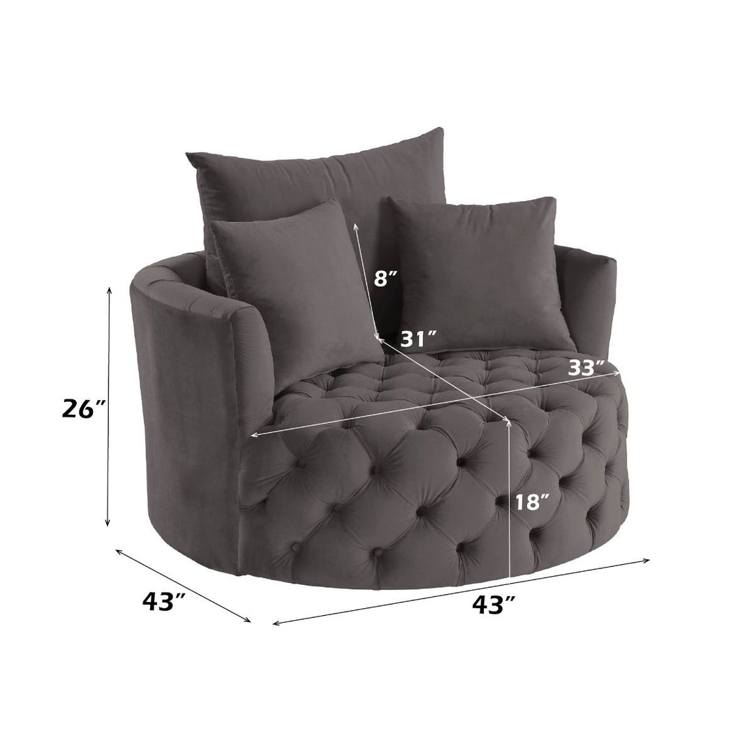 Zunyas - Accent Chair With Swivel - Gray Velvet