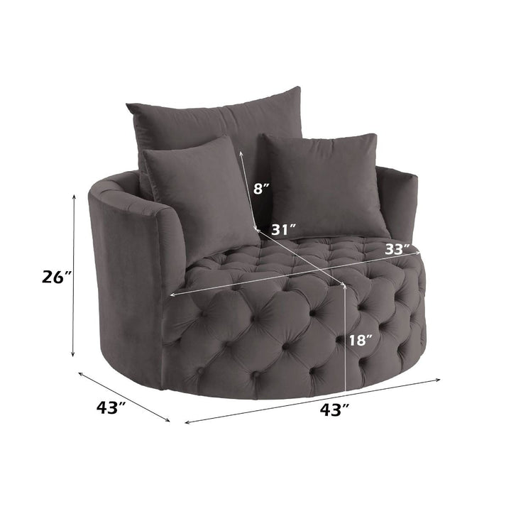Zunyas - Accent Chair With Swivel - Gray Velvet