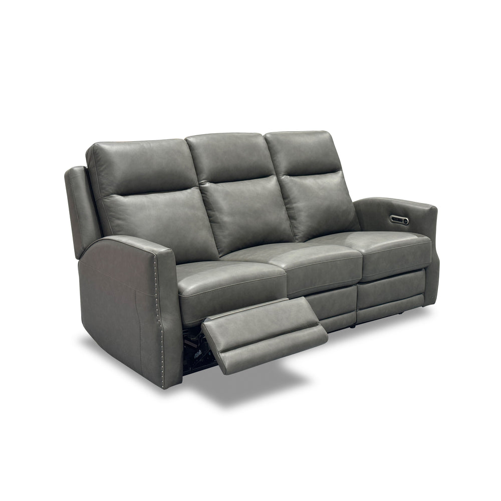 Maxwell Leather Power Reclining Sofa with Power Headrests and Lumbar in Cinder