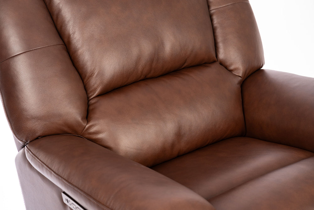 Plush Power Gliding Recliner With Power Headrest & Lumbar Tavern Brown
