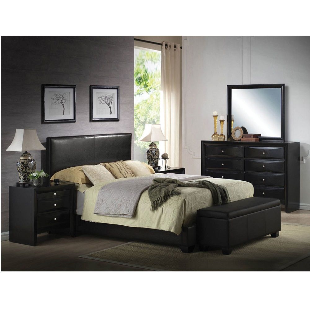 Ireland III - Full Bed - Black Synthetic Leather