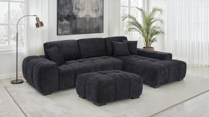 Octavia - Fabric Rectangular Upholstered Ottoman - Black