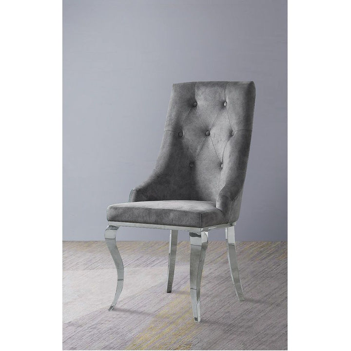 Dekel - Side Chair Set of 2) - Gray Fabric & Stainless Steel