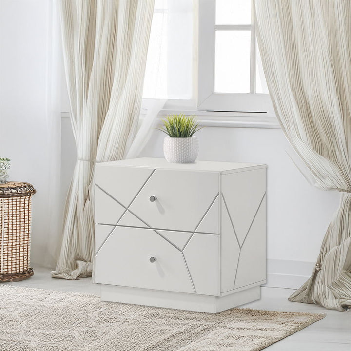 Esther - Nightstand - White / Silver