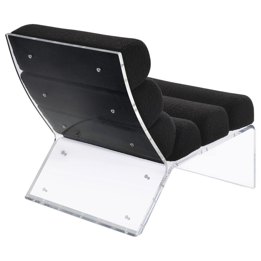 Serreta - Boucle Upholstered Armless Acrylic Chair - Black