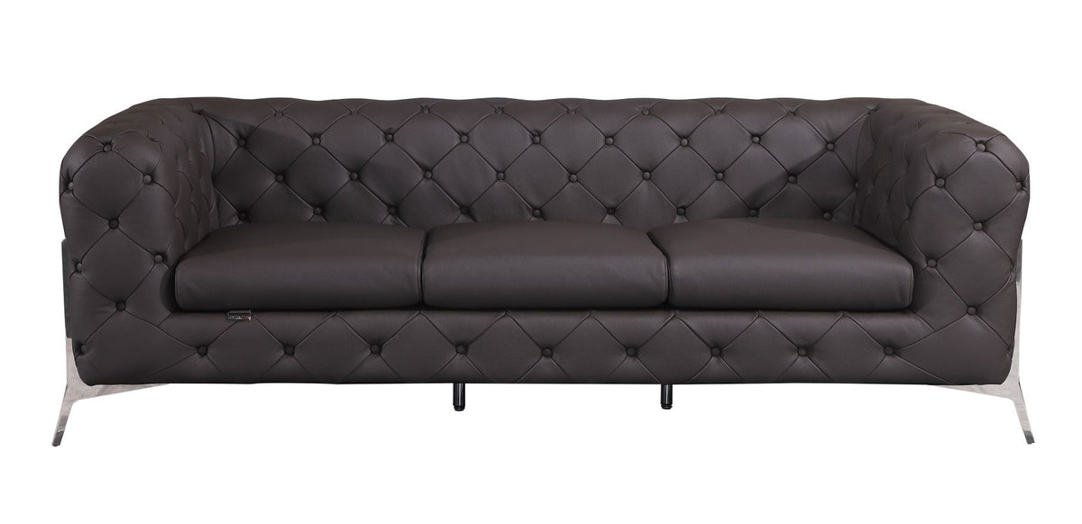 DivanItalia 970 Italian Leather Brown Sofa and Loveseat - alternate view 2