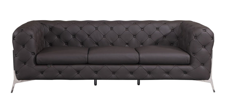 DivanItalia 970 Italian Leather Brown Sofa and Loveseat