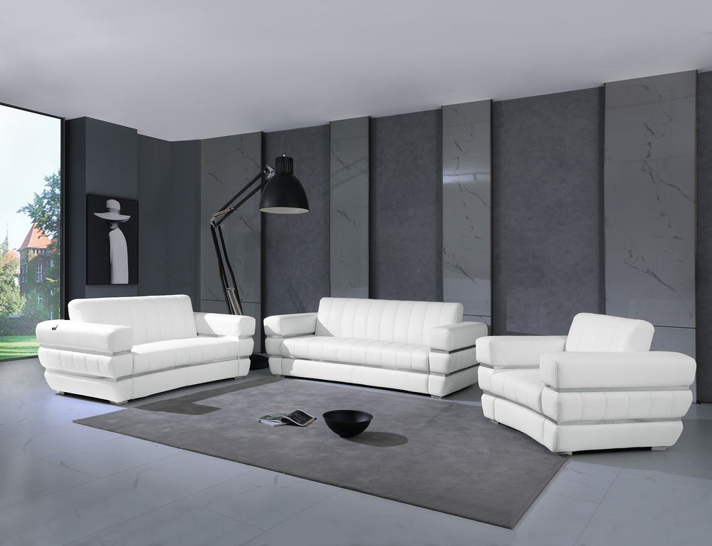 DivanItalia 904 3-Piece Sofa Set in Top-Grain Italian Leather - White