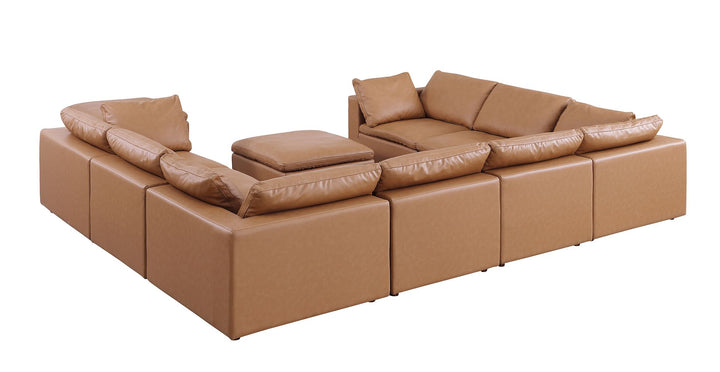DivanItalia 1100 9-Piece U-Shaped Sectional in Top-Grain Italian Leather - Cognac