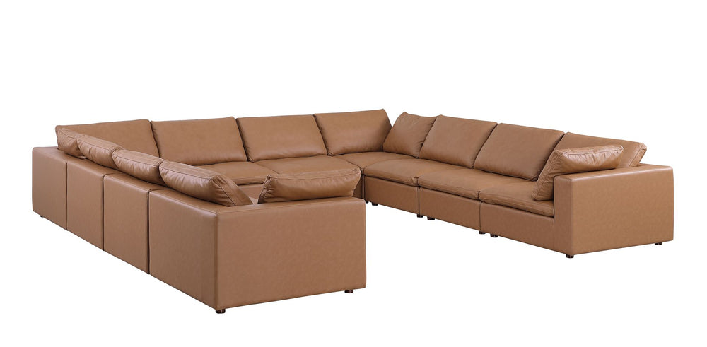 DivanItalia 1100 10-Piece U-Shaped Sectional in Top-Grain Italian Leather - Cognac