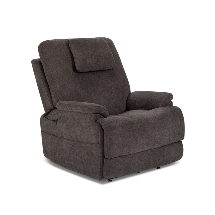 Zecliner Model 2+ Fabric Power Lift Sleep Recliner with Power Headrest, Lumbar, Heat &amp; Massage in Umber
