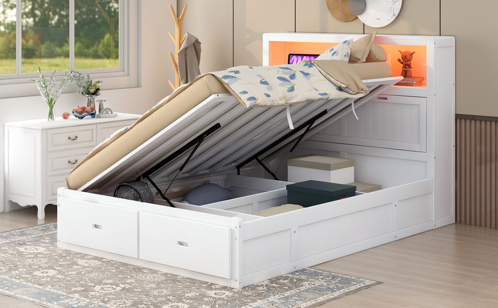 wood-queen-size-hydraulic-platform-bed-with-storage-led-headboard-charging-station-and-2-drawers