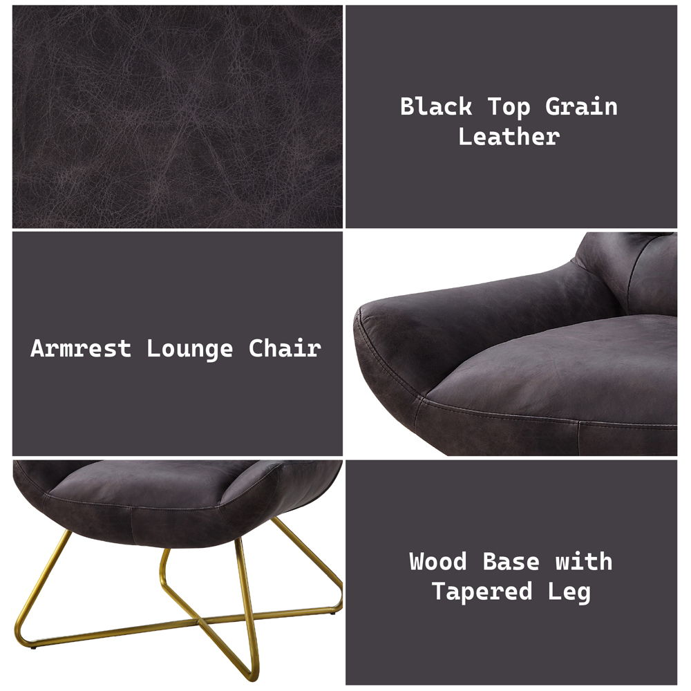 Dhalsim - Accent Chair - Antique Ebony Top Grain Leather