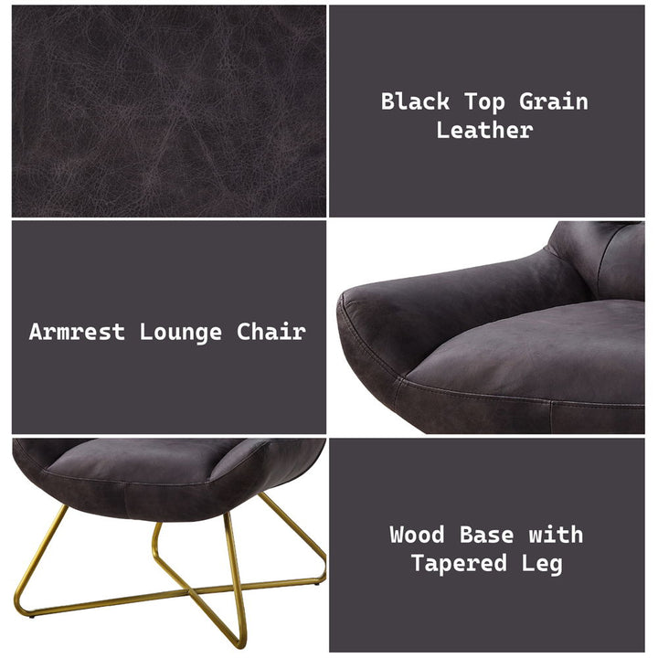 Dhalsim - Accent Chair - Antique Ebony Top Grain Leather